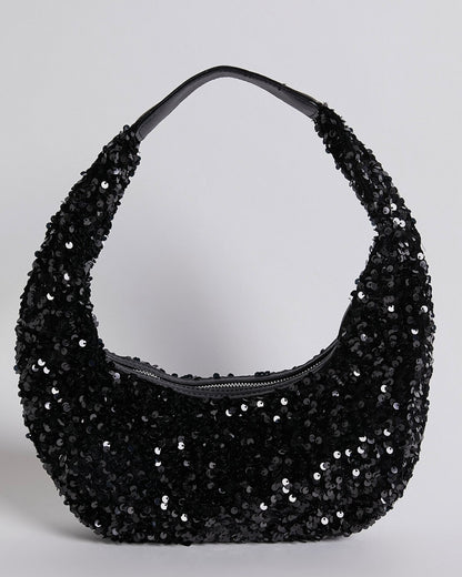 Ginny Sequin Shoulder Bag Black