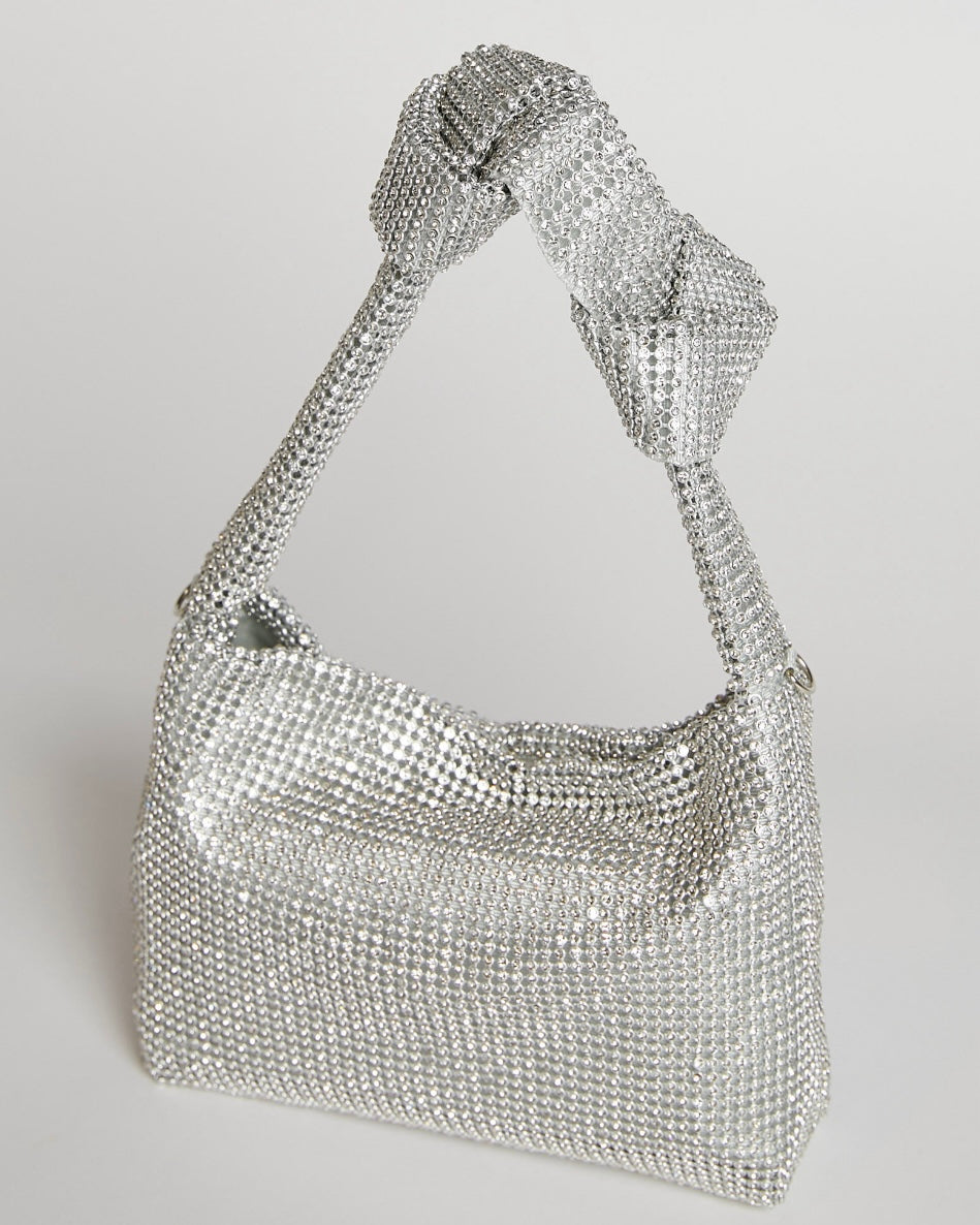 Phoebe Diamante Knot Bag Silver