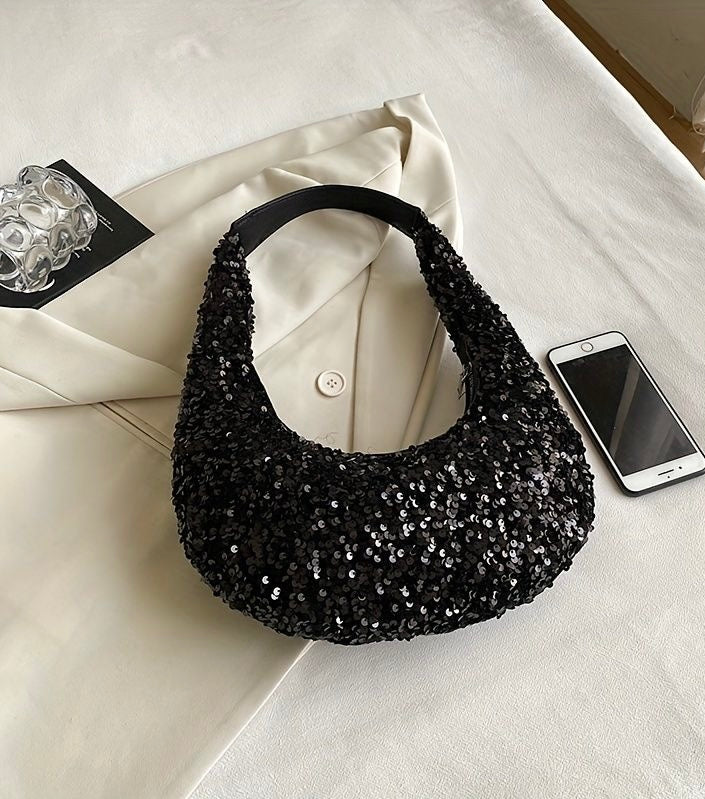 Ginny Sequin Shoulder Bag Black