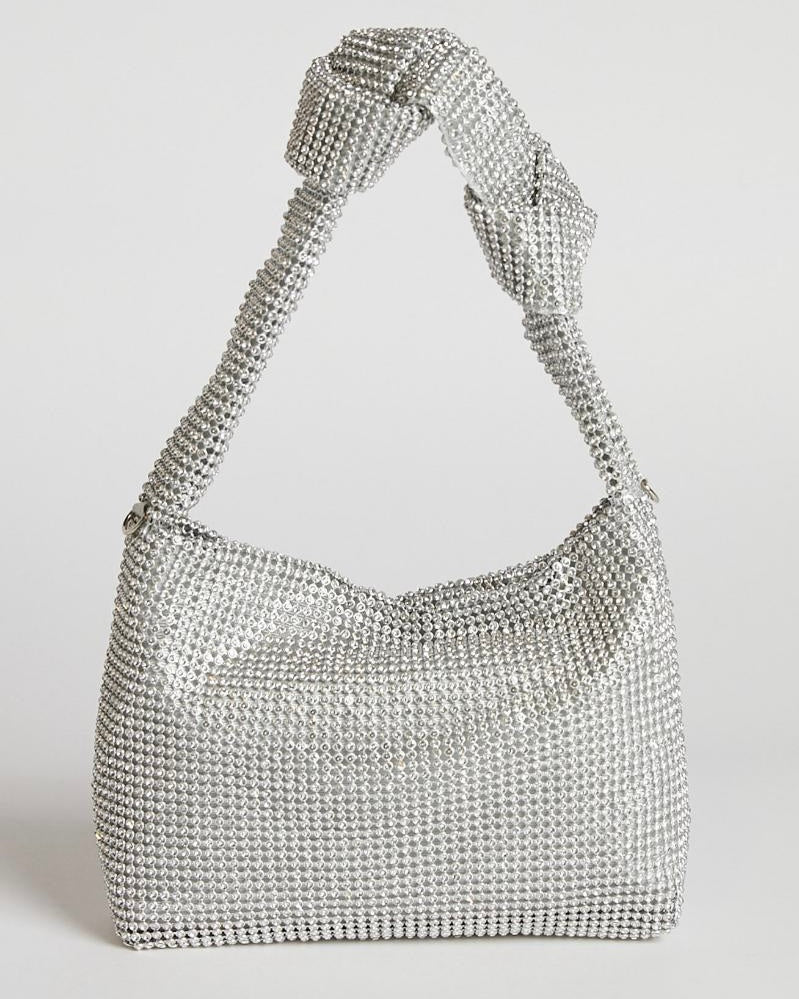 Phoebe Diamante Knot Bag Silver