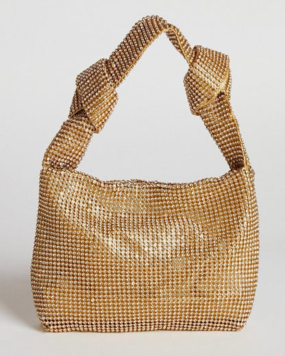 Phoebe Diamante Knot Bag Gold