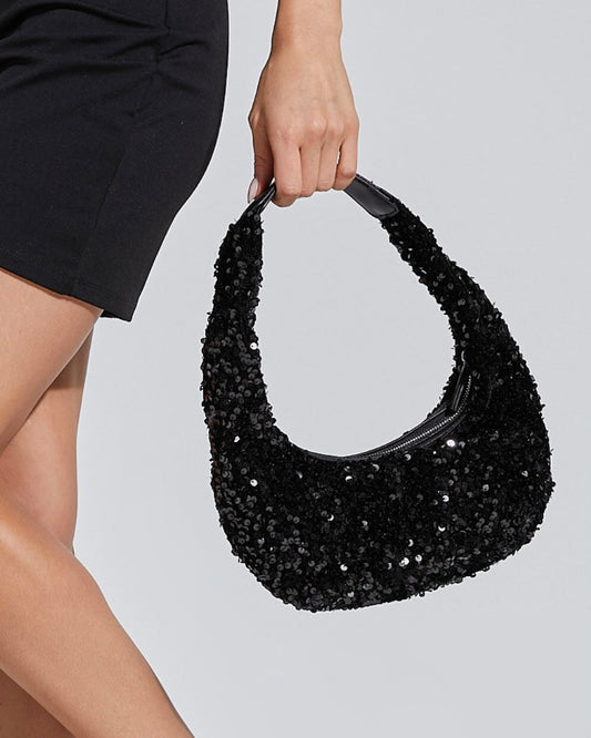 Ginny Sequin Shoulder Bag Black