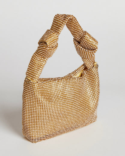 Phoebe Diamante Knot Bag Gold