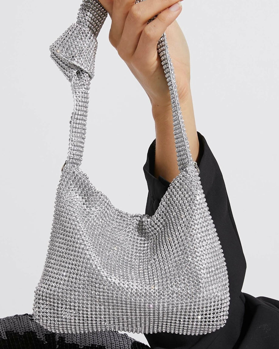 Phoebe Diamante Knot Bag Silver