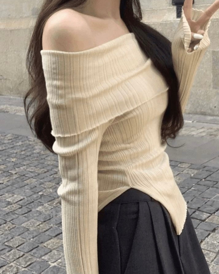 Jessie Off Shoulder Top Beige